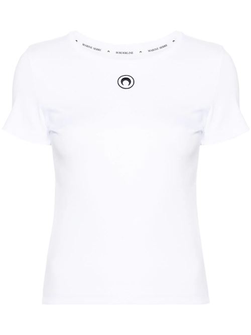 White organic cotton fine t-shirt MARINE SERRE | WTT012CJER0008WH10